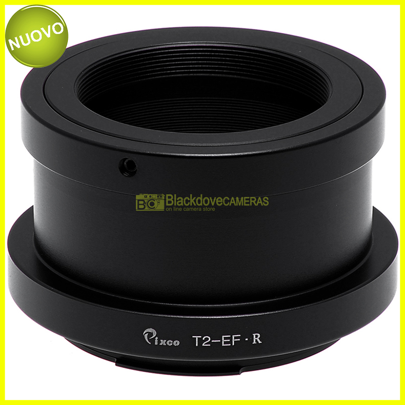 “Adapter per obiettivi T-Mount su fotocamera Canon EOS R mirrorless. Adattatore.”