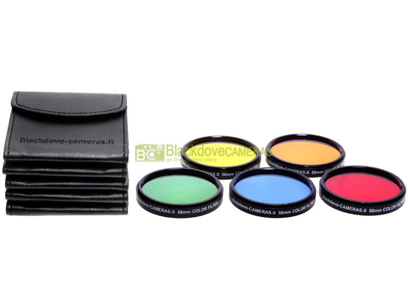 82mm kit 5 filtri colorati Blackdove-cameras. Rosso Arancione Giallo Verde Blu.