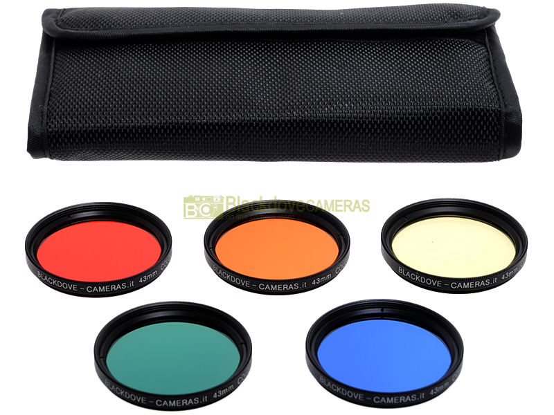 43mm kit 5 filtri colorati Blackdove-cameras. Rosso Arancione Giallo Verde Blu.