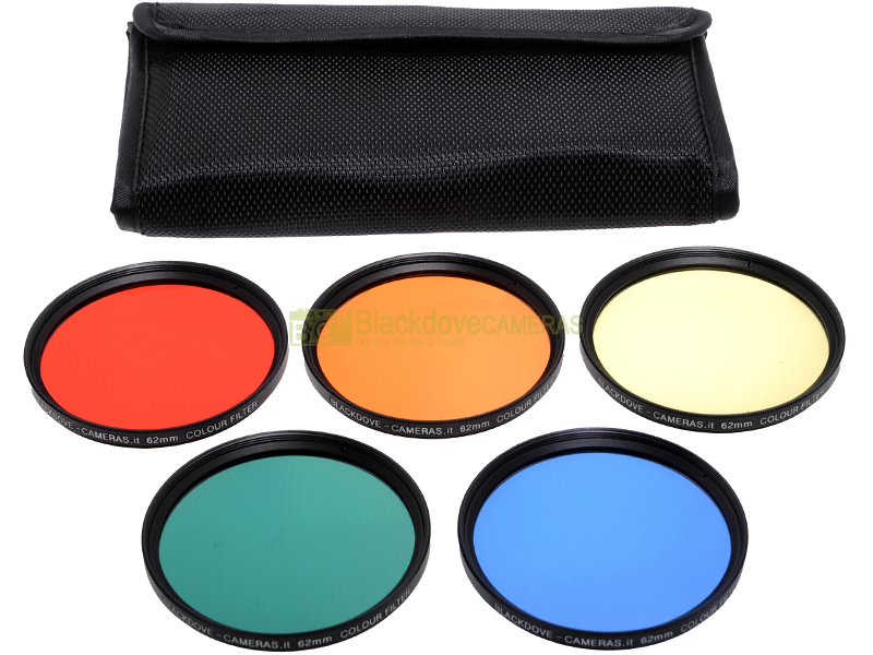 62mm kit 5 filtri colorati Blackdove-cameras. Rosso Arancione Giallo Verde Blu.