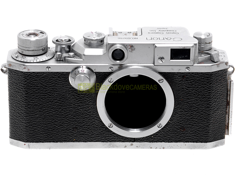 “Canon IV S, fotocamera a pellicola con telemetro, innesto a vite 39mm. Screw M39.”