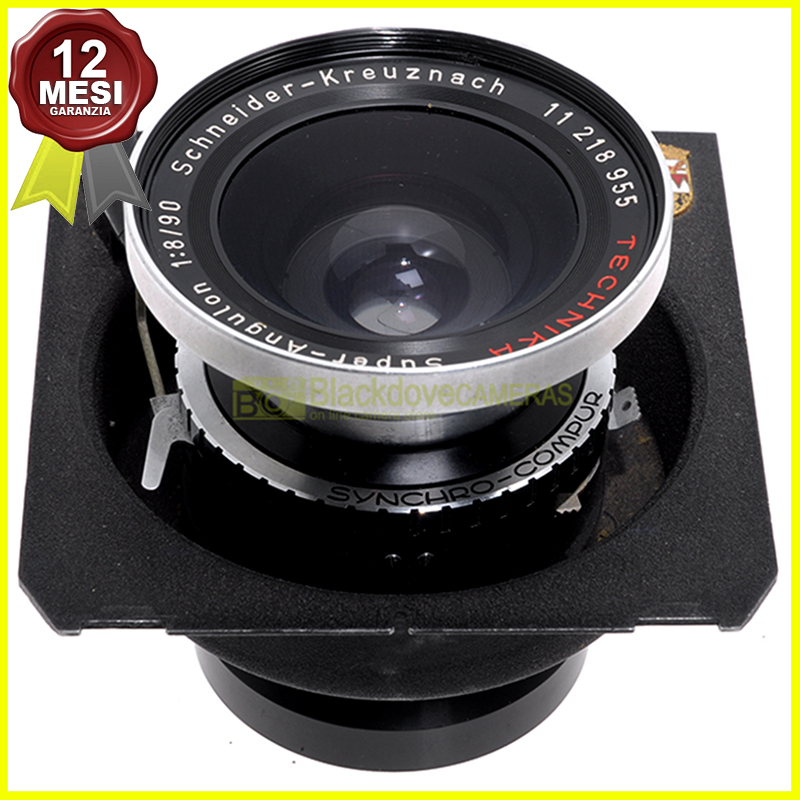 Schneider Super Angulon 90mm f8 otturatore Syncro Compur piastra Linhof Technika