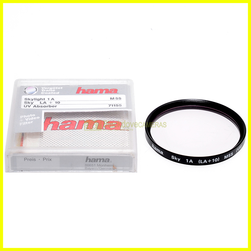55mm. Filtro Skylight 1A (LA +10) Hama per obiettivo. Sky light photo filter M55