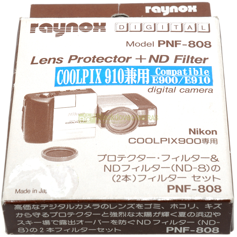 Kit 3 filtri lens protector + ND + adapter Raynox per Nikon Coolpix E900 e E910. 