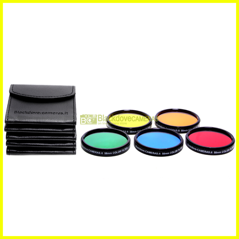 82mm kit 5 filtri colorati Blackdove-cameras. Rosso Arancione Giallo Verde Blu.