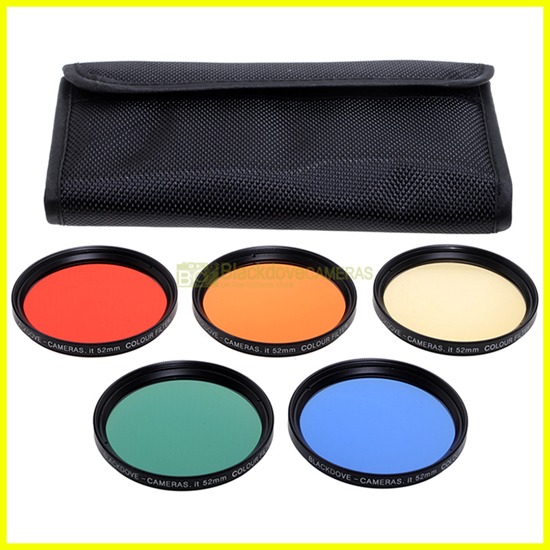 52mm kit 5 filtri colorati Blackdove-cameras. Rosso Arancione Giallo Verde Blu.