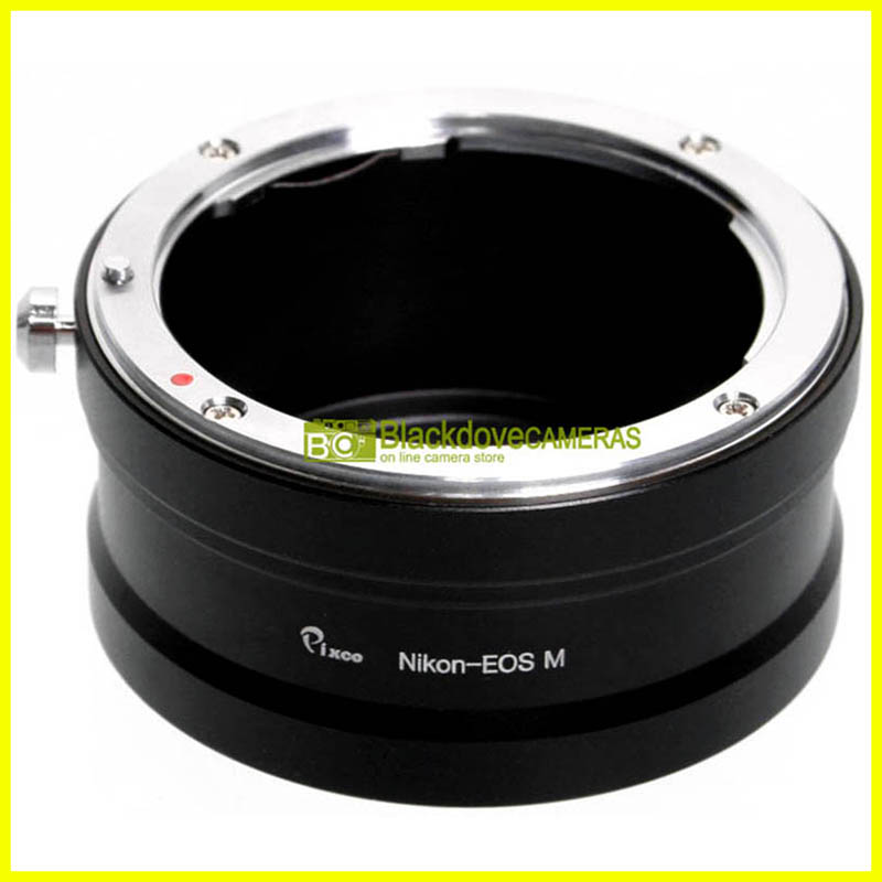 Adapter per obiettivi Nikon su fotocamere Canon EOS M mirrorless. Adattatore.