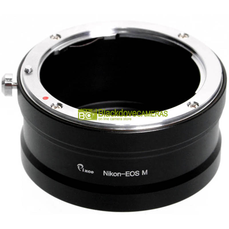 Adapter per obiettivi Nikon su fotocamere Canon EOS M mirrorless. Adattatore.