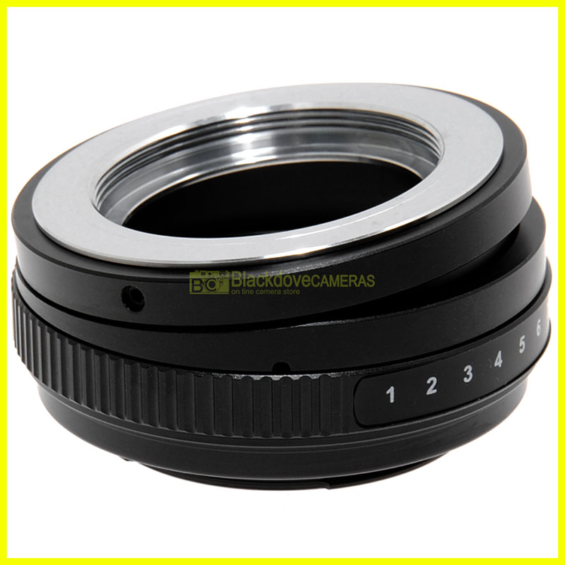Adapter TILT (basculante) per obiettivi a vite M42 su fotocamere Sony E-Mount.