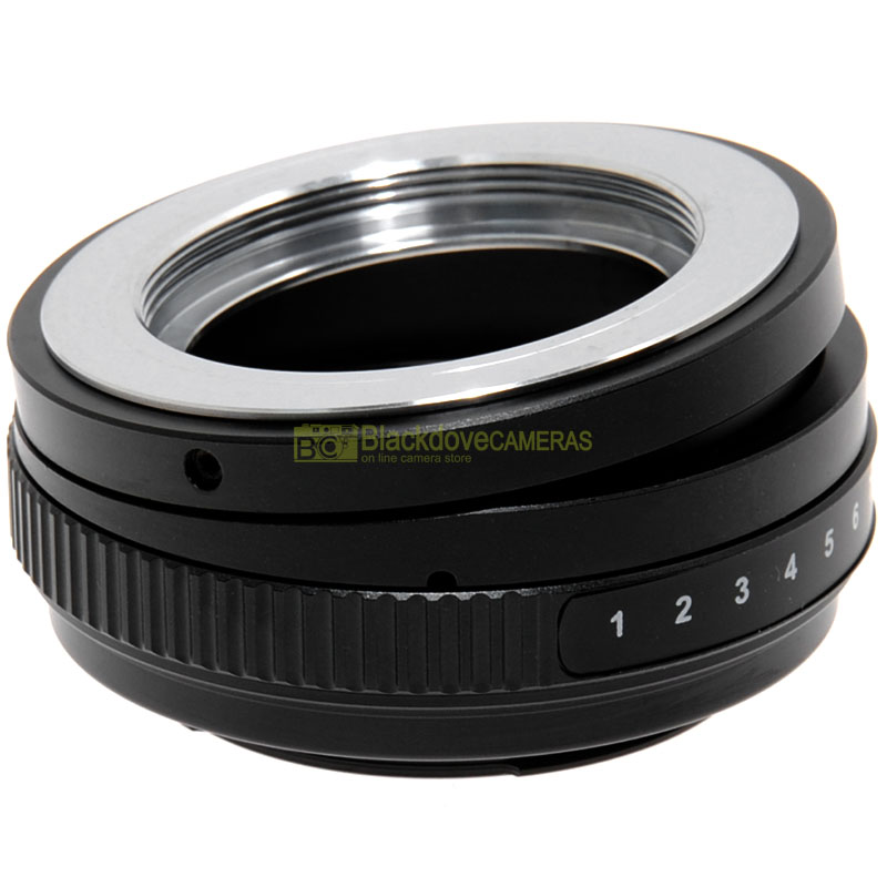 Adapter TILT (basculante) per obiettivi a vite M42 su fotocamere Sony E-Mount.