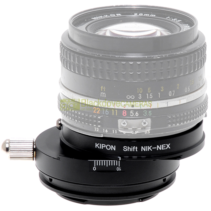 Adattatore SHIFT per obiettivi Nikon su fotocamere Sony E-mount decentrabile