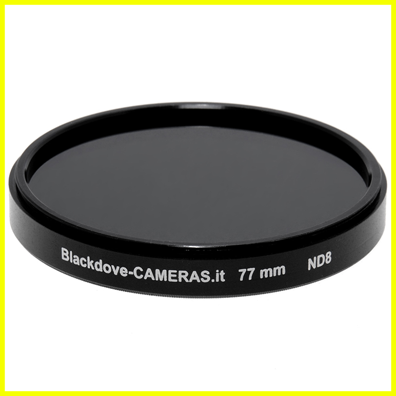 77mm. filtro Neutral density ND8 (+3 stops) Blackdove-cameras per obiettivi M77