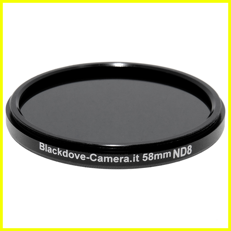 58mm. filtro Neutral density ND8 (+3 stops) Blackdove-cameras per obiettivi M58