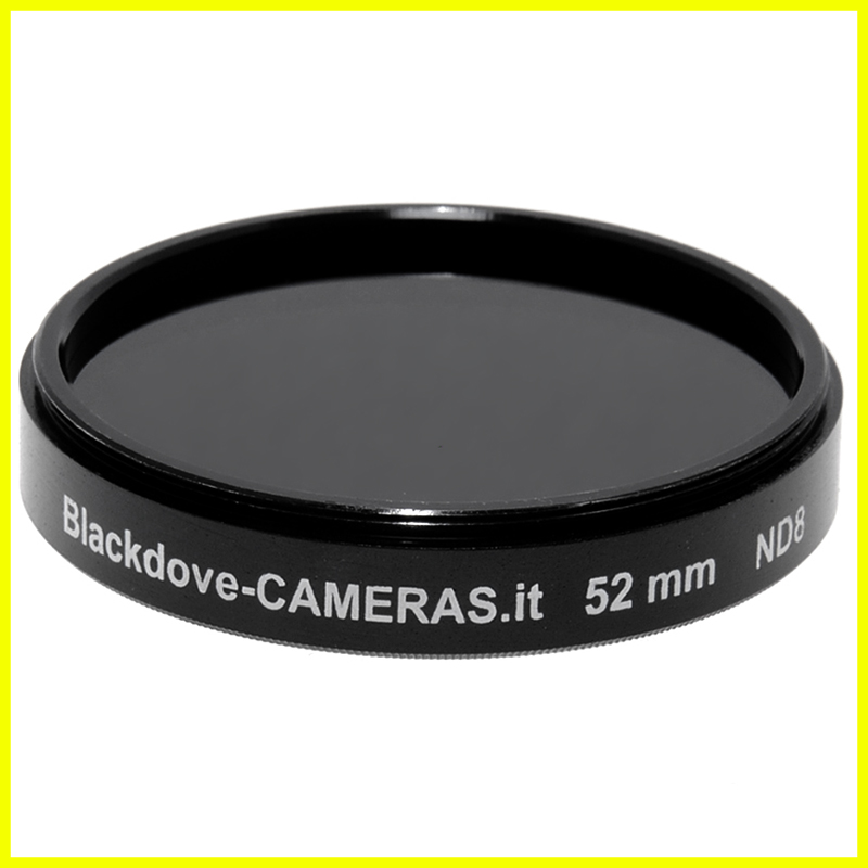 52mm. filtro Neutral density ND8 (+3 stops) Blackdove-cameras per obiettivi M52