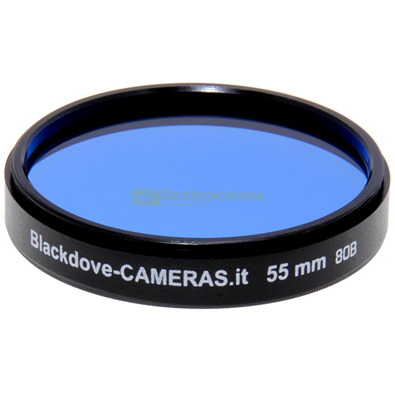 55mm. filtro di conversione blu 80b Blackdove. Blue filter 80b for screw M55