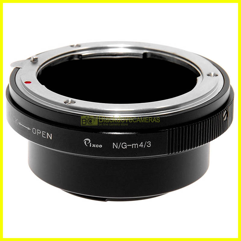 Adattatore per obiettivi Nikon G su fotocamere Micro 4/3. Adapter con ghiera