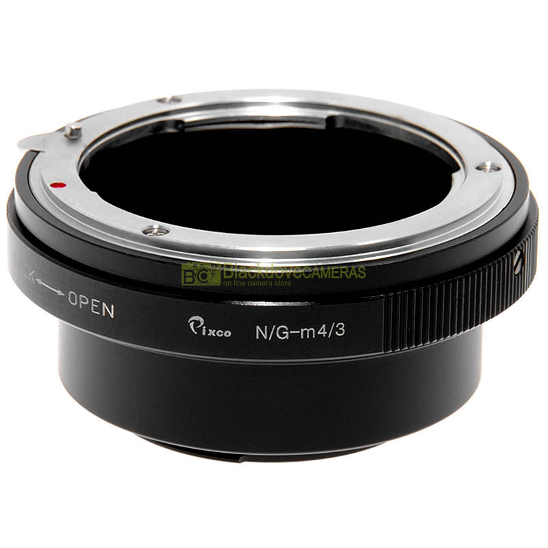 Adattatore per obiettivi Nikon G su fotocamere Micro 4/3. Adapter con ghiera