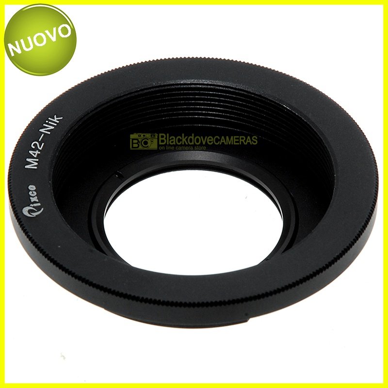 Anello adapter per obiettivi a vite M42 su fotocamere Nikon. Adattatore