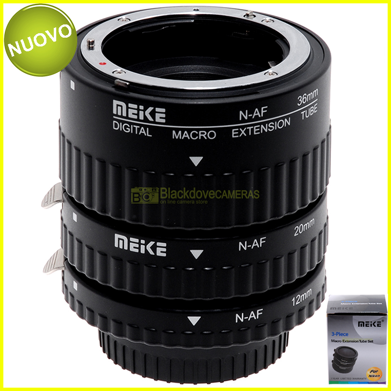 Kit 3 anelli di prolunga Meike macro coseup per fotocamere Nikon autofocus. Tubi