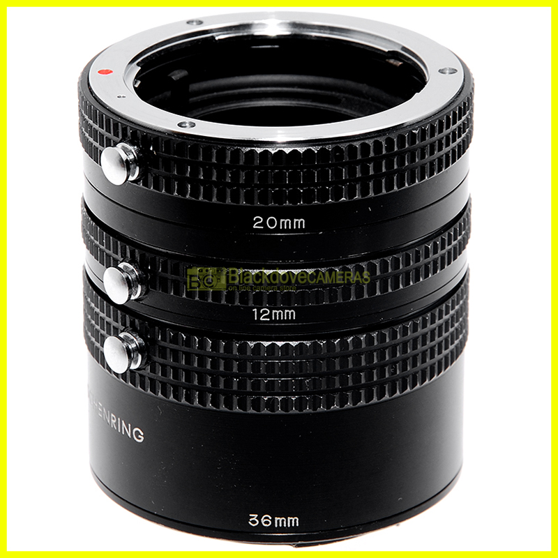 Kit 3 anelli macro 12-20-36mm. per fotocamere Contax e Yashica. Tubi Close-up.