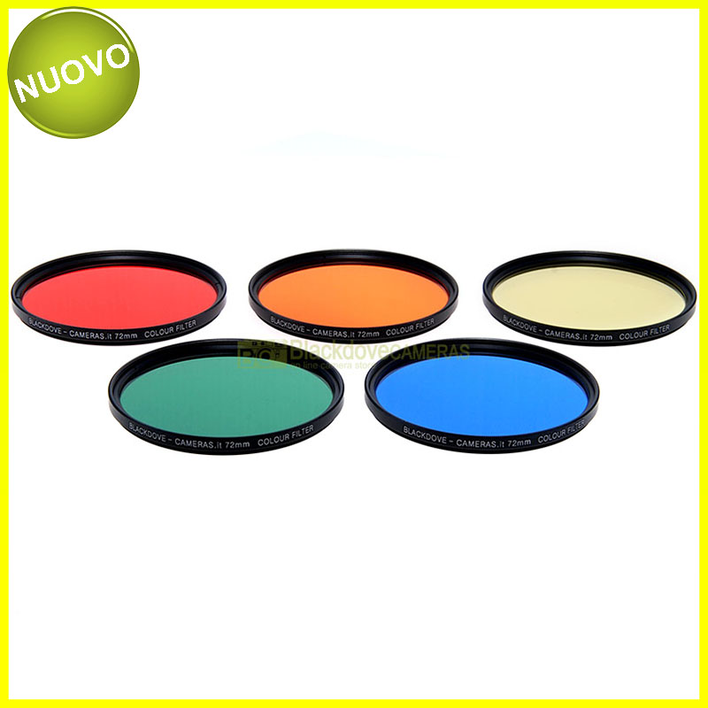 72mm kit 5 filtri colorati Blackdove-cameras. Rosso Arancione Giallo Verde Blu.