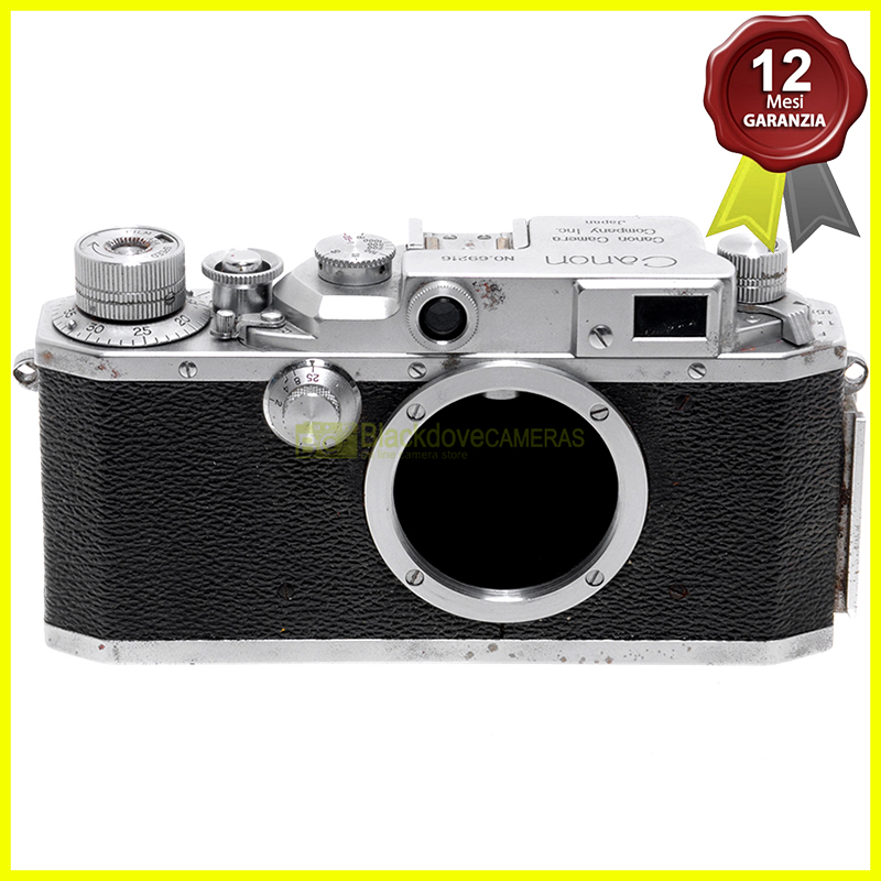 “Canon IV S, fotocamera a pellicola con telemetro, innesto a vite 39mm. Screw M39.”