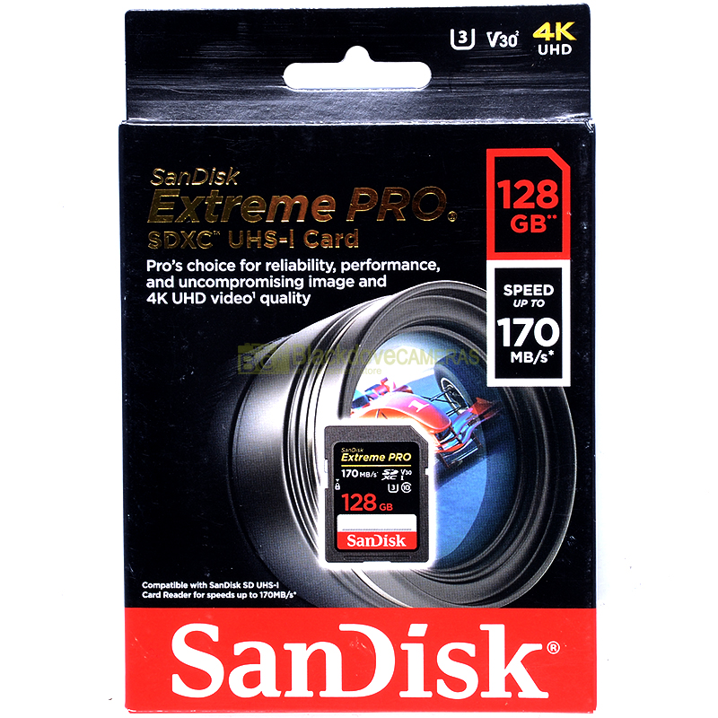 Sandisk Extreme Pro SDXC UHS-1 card 128Gb 170Mb/s. Scheda di memoria SD. 4k  UHD - Blackdove Cameras