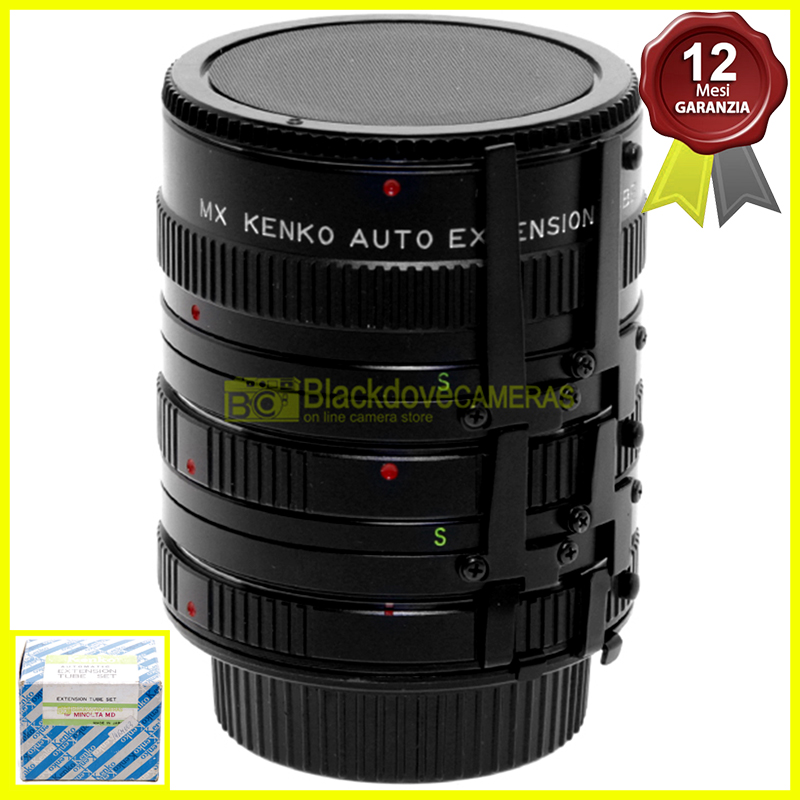 “Minolta MC-MD Set 3 Anelli modulari per riprese macro. Kenko Extension tube set.”=