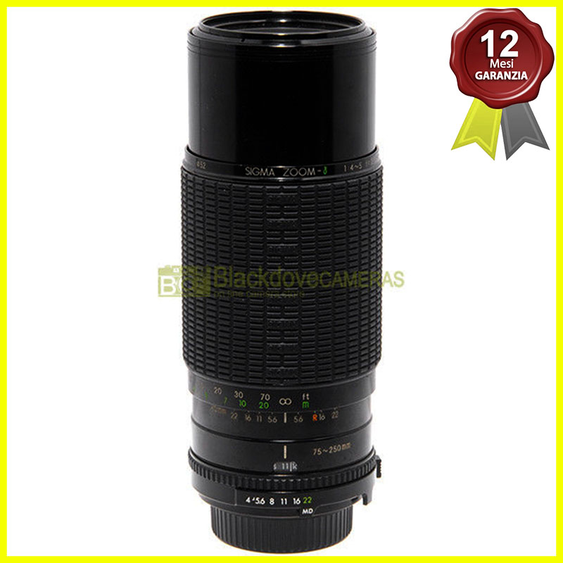 Sigma 75/250mm f4-5 Multi Coated. obiettivo zoom per fotocamere Minolta MC MD