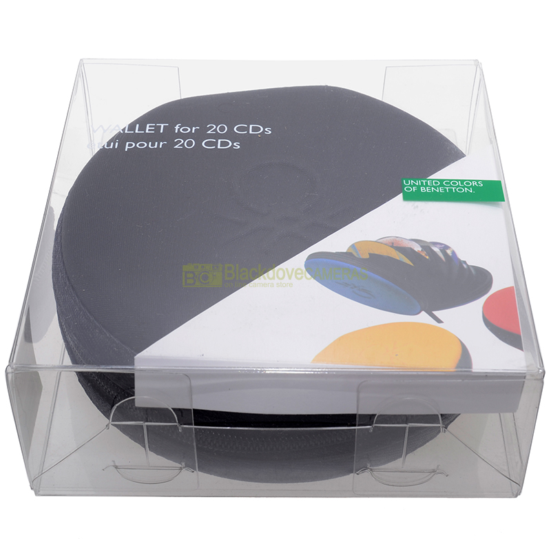 “CD Box 20 posti. Porta CD semi rigido con cerniere nero Benetton. DVD Storage.”=