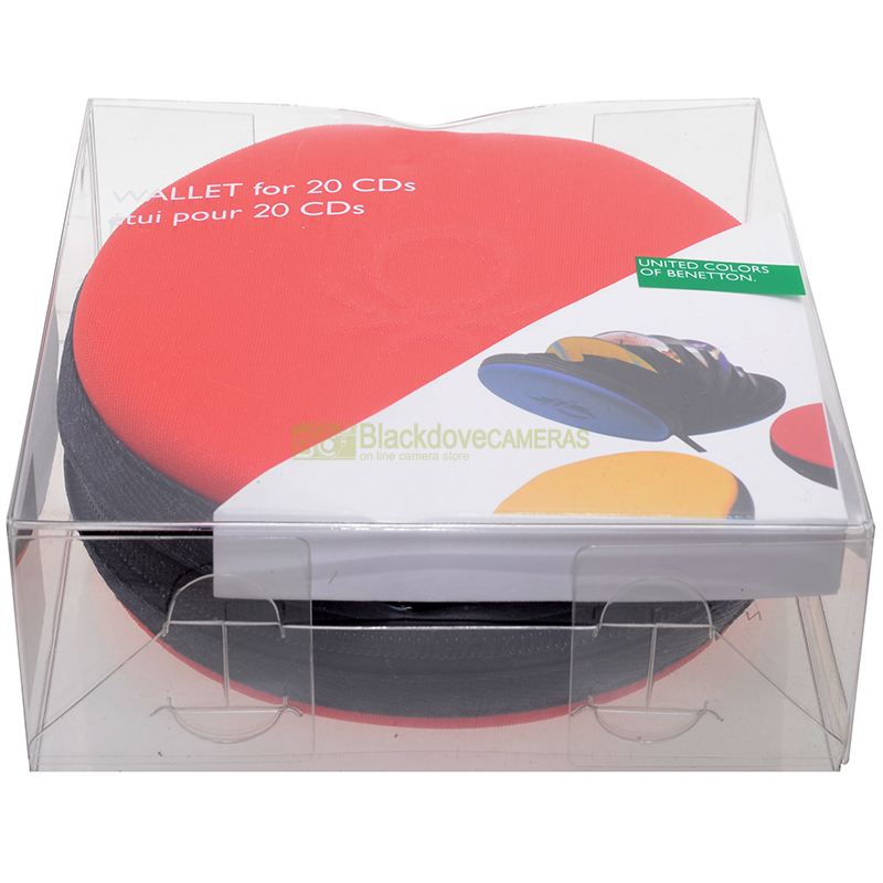 “CD Box 20 posti. Porta CD semi rigido con cerniere rosso Benetton. DVD Storage.”=