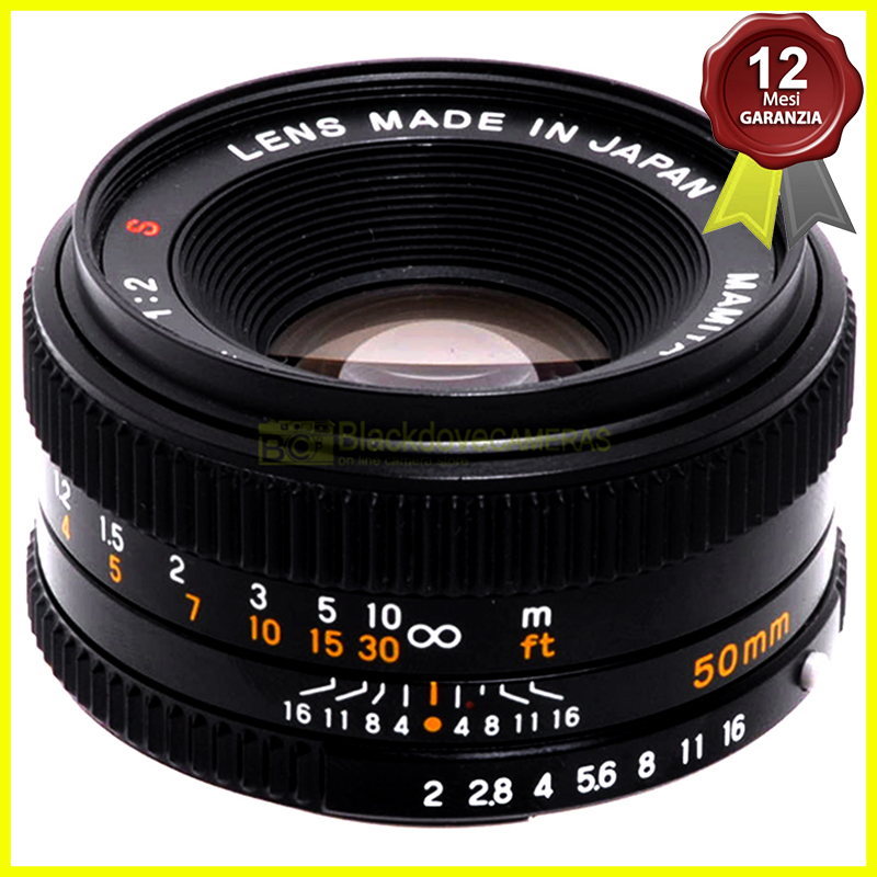 “Mamiya Sekor E 50mm. f2 S obiettivo per fotocamere reflex a pelicola 24x36”