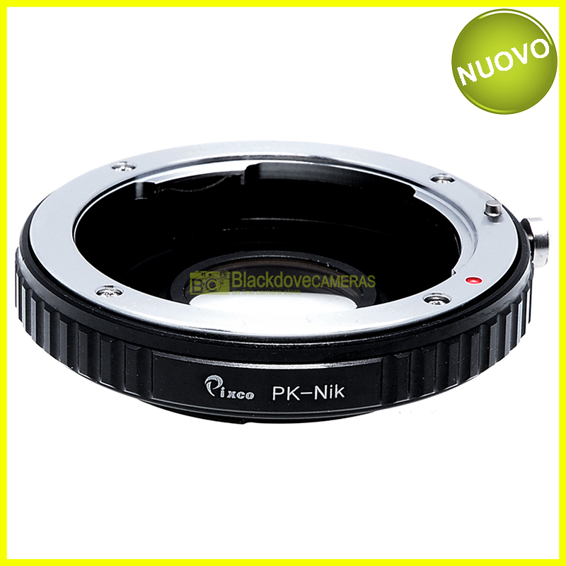 “Adapter per obiettivi Pentax K su fotocamere Nikon a pellicola e digitali”