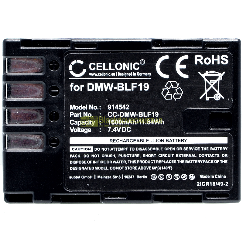 Cellonic batteria tipo DMW-BLF19 per fotocamere LUMIX GH5 GH5s G9 GH4 GH3
