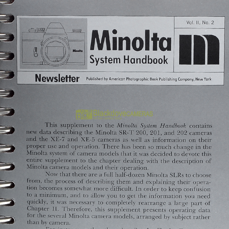 “Minolta System Handbook SRT-101 SRT-100 SR-M English book Vol. II Cooper Amphoto”
