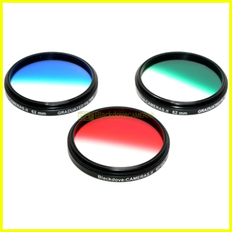 62mm. Kit 3 filtr digradanti rosso blu verde Blackdove. Graduated filtes M62