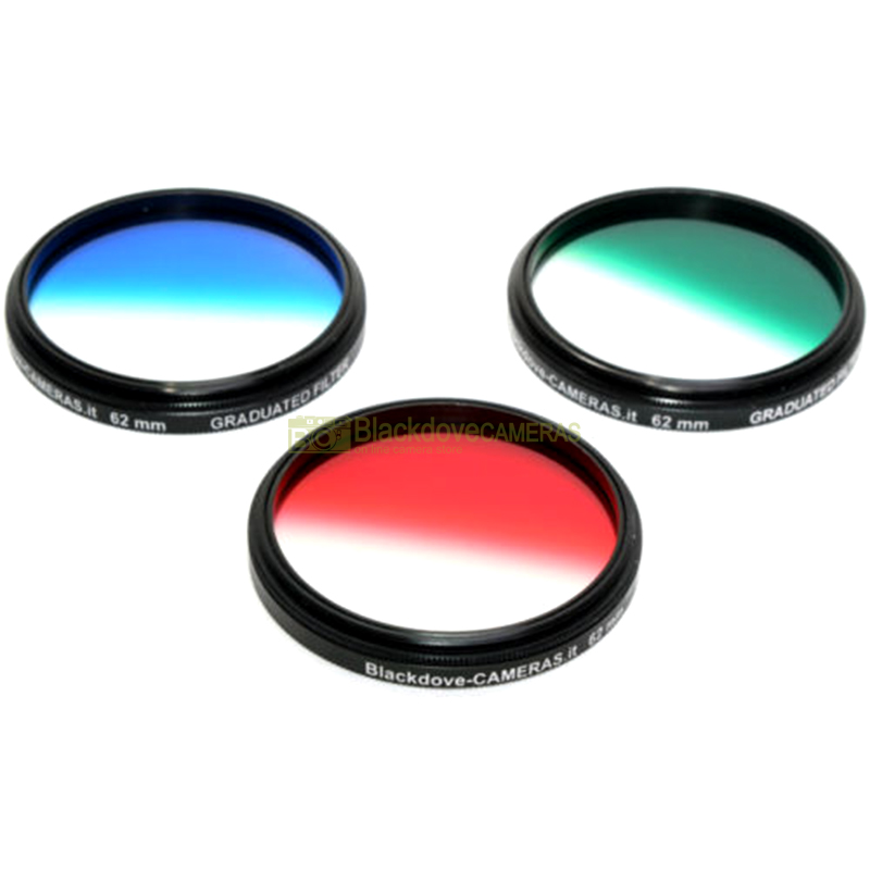 62mm. Kit 3 filtr digradanti rosso blu verde Blackdove. Graduated filtes M62