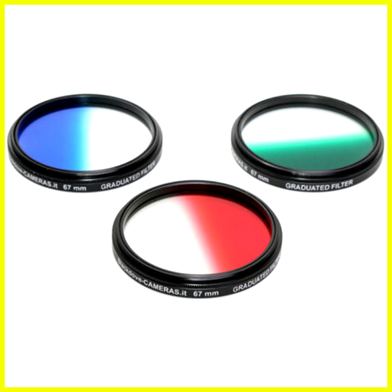67mm. Kit 3 filtr digradanti rosso blu verde Blackdove. Graduated filtes M67
