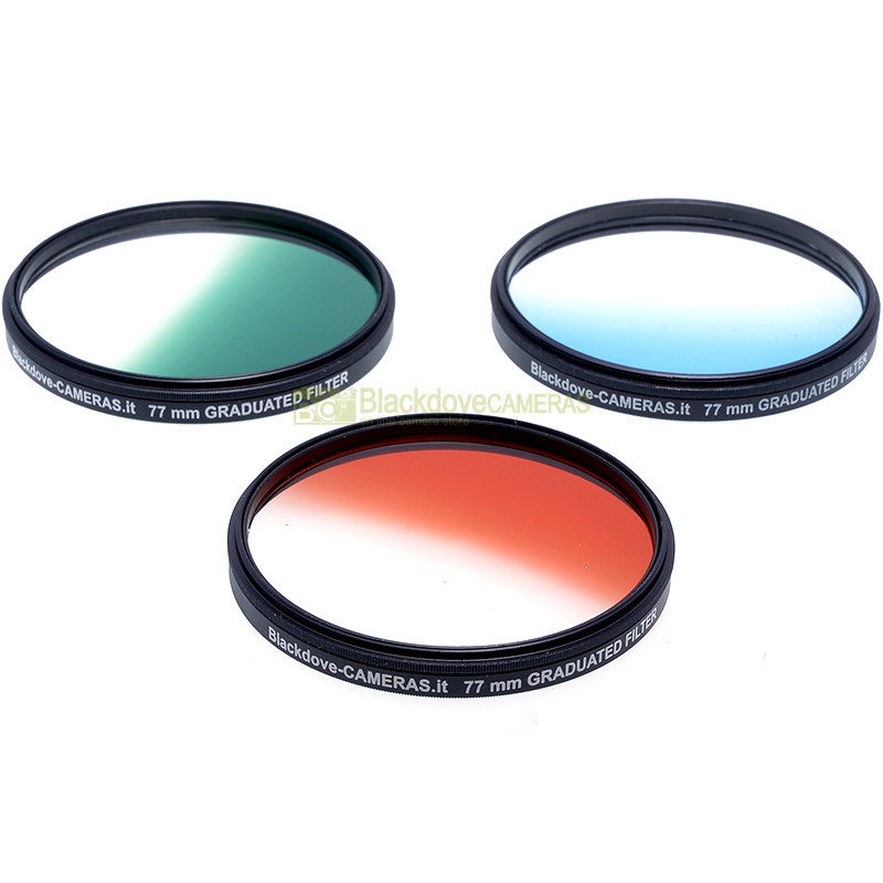 77mm. Kit 3 filtr digradanti rosso blu verde Blackdove. Graduated filtes M77