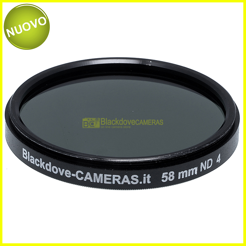 58mm. filtro Neutral density ND4 (+2 stops) Blackdove-cameras per obiettivi M58