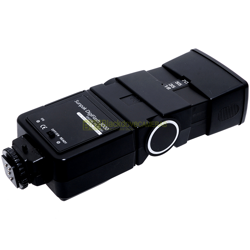 “Nikon flash Sunpak Digiflash 3000 TTL con reflex digitali. N° guida 28 a 100 ISO”