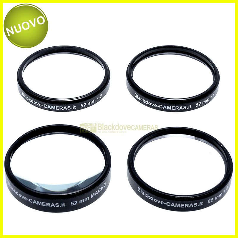 “52mm. kit 4 aggiuntivi +1 +2 +4 +10 diottrie Blackdove-cameras. Close-up set.”