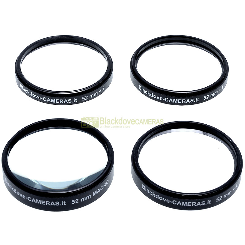 “52mm. kit 4 aggiuntivi +1 +2 +4 +10 diottrie Blackdove-cameras. Close-up set.”