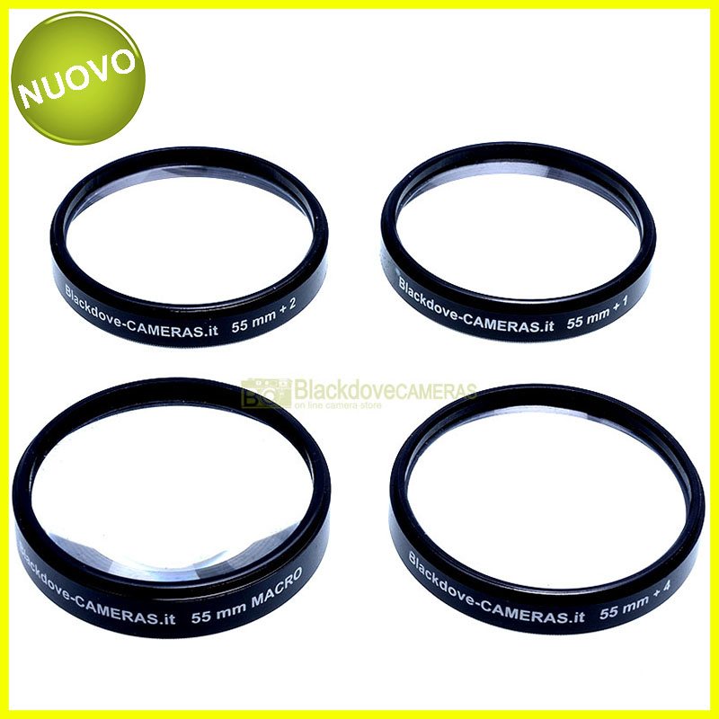 “55mm. kit 4 aggiuntivi +1 +2 +4 +10 diottrie Blackdove-cameras. Close-up set.”