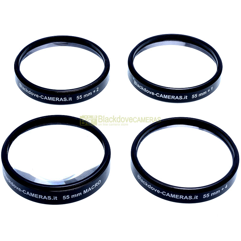 “55mm. kit 4 aggiuntivi +1 +2 +4 +10 diottrie Blackdove-cameras. Close-up set.”