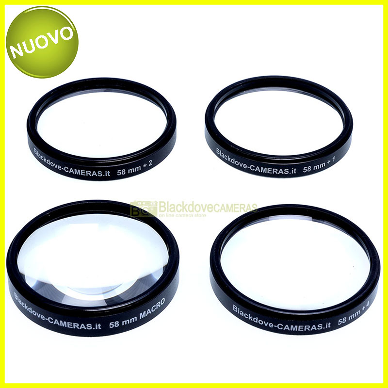 “58mm. kit 4 aggiuntivi +1 +2 +4 +10 diottrie Blackdove-cameras. Close-up set.”