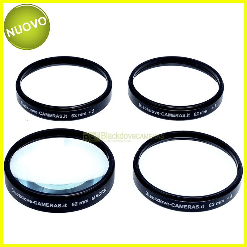 “62mm. kit 4 aggiuntivi +1 +2 +4 +10 diottrie Blackdove-cameras. Close-up set.”