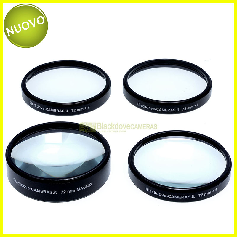 “72mm. kit 4 aggiuntivi +1 +2 +4 +10 diottrie Blackdove-cameras. Close-up set.”