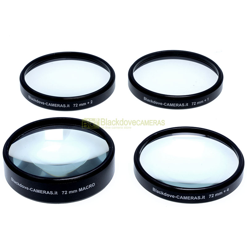 “72mm. kit 4 aggiuntivi +1 +2 +4 +10 diottrie Blackdove-cameras. Close-up set.”