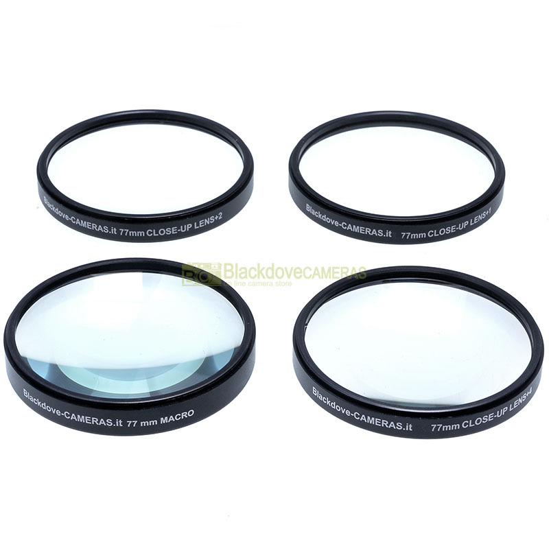 “77mm. kit 4 aggiuntivi +1 +2 +4 +10 diottrie Blackdove-cameras. Close-up set.”